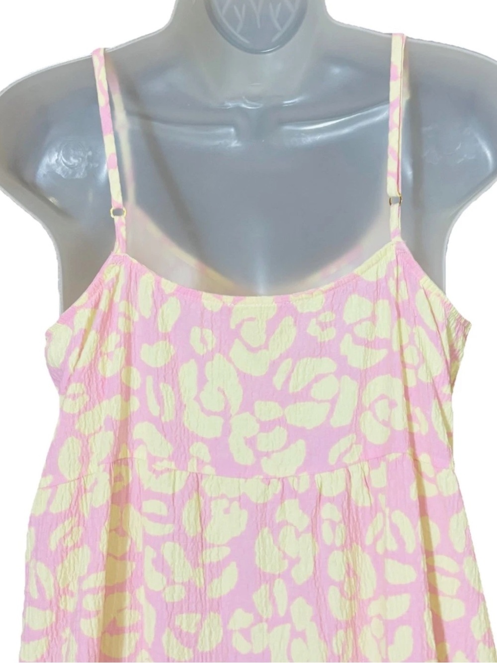Show Me Your Mumu Caroline Mini Sundress Lemonade Cheetah Pink Yellow Pockets XS - Picture 4 of 11